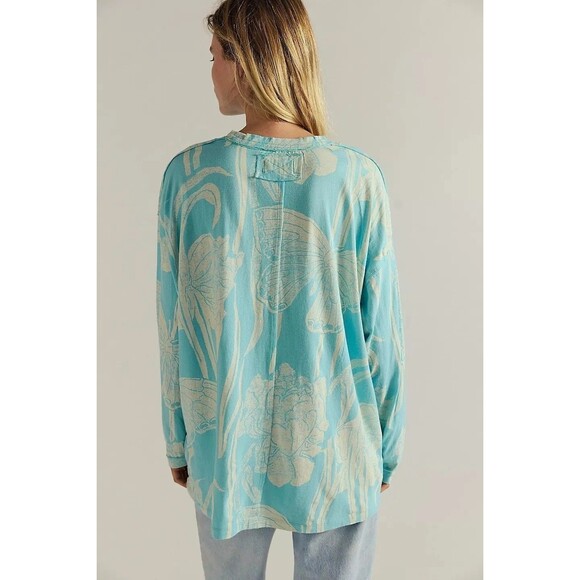 Free People We The Free Ellen Printed Long-Sleeve Tee Tunic Top Cotton XS 284317 - Picture 3 of 9